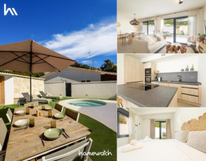 Villa with minimalist decor, pool and BBQ, two minutes' walk from Costabella beach